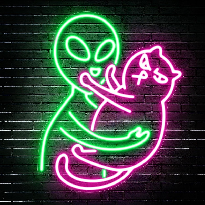 Alien Cat Neon Sign,Green Alie - огляд і ціна Party Games Best